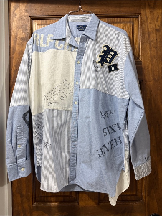 Polo Ralph Lauren Tops - Polo by Ralph Lauren Blue & White Patchwork Button-Down Shirt